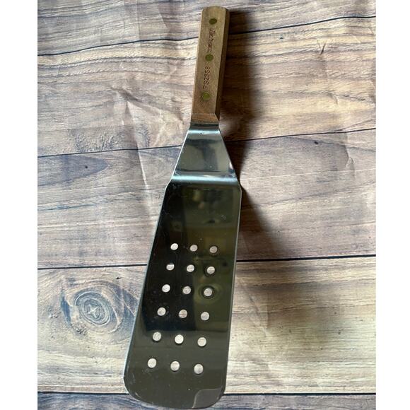 Dexter-Russell Stainless Steel Perforated Burger Turner  8" x 3" Natural Handle - Picture 1 of 4
